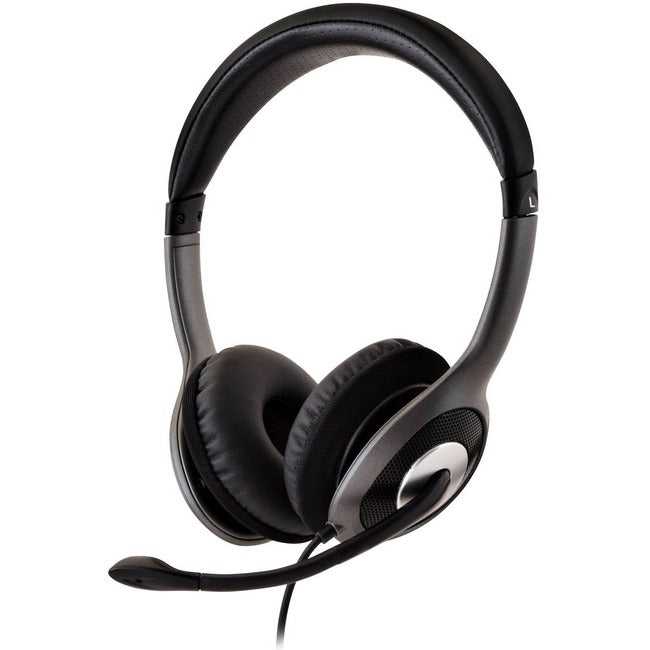 V7 AUDIO, Deluxe Usb Headset W/Boom Mic,Usb-A 1.8M Cable W/Ctrl Gry/Blk
