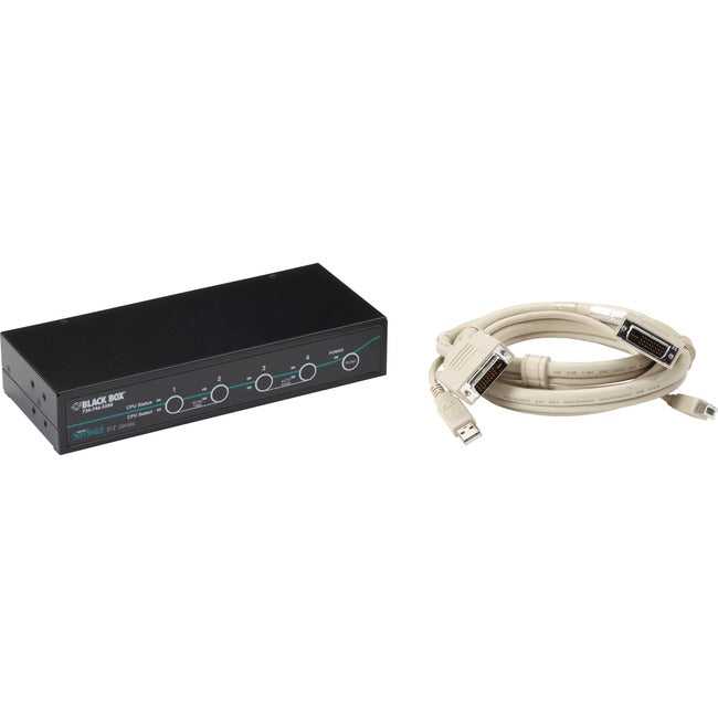 BLACK BOX, Desktop Kvm Switch - Dvi-D With Emulated Usb Keyboard/Mouse, Includes Cables, 4-