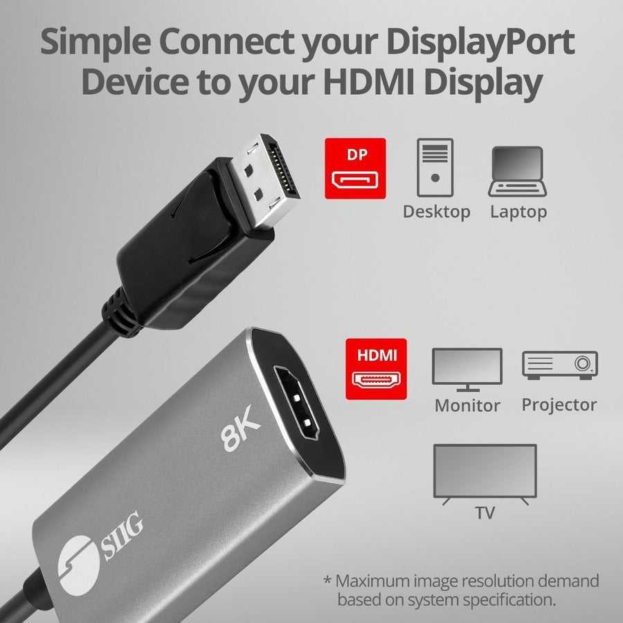 SIIG, Displayport 1.4 To Hdmi Adap 8K,