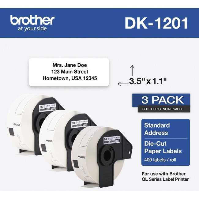 BROTHER INTL (LABELS), Dk12013Pk 3Pk Address Label,For Ql Label Printers