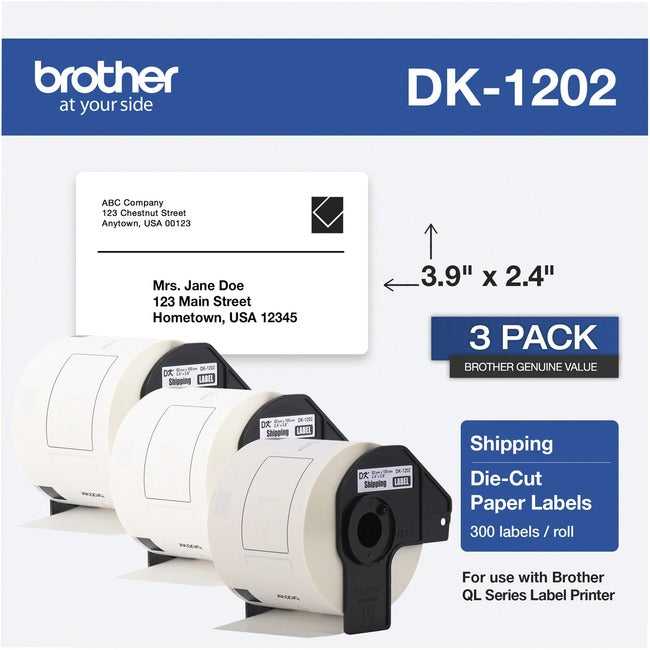 BROTHER INTL (LABELS), Dk12023Pk Shipping Label-3Pk,For Ql Label Printers