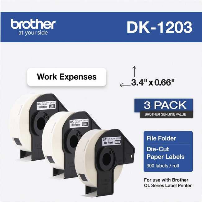 BROTHER INTL (LABELS), Dk12033Pk File Folder 3Pk,For Ql Label Printers
