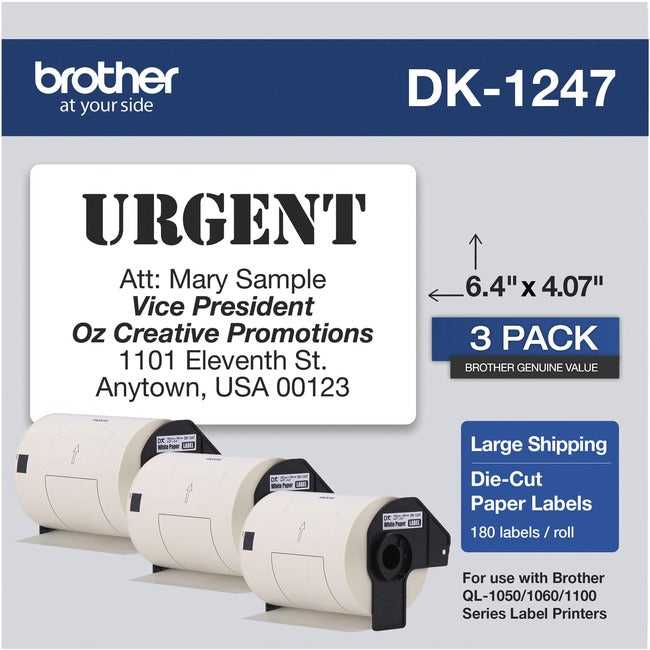 BROTHER INTL (LABELS), Dk12473Pk 4 X 6 3Pk,For Ql Label Printers