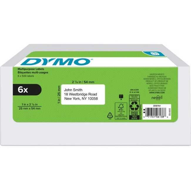 DYMO, Dy Lw 1In X 2-1/8In Wht Multi 500Ct 6Pk (30336)