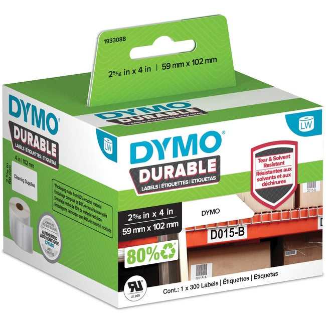 DYMO, Dymo Lw Durable 2-5 16In X 4In White Poly, 300 Labels