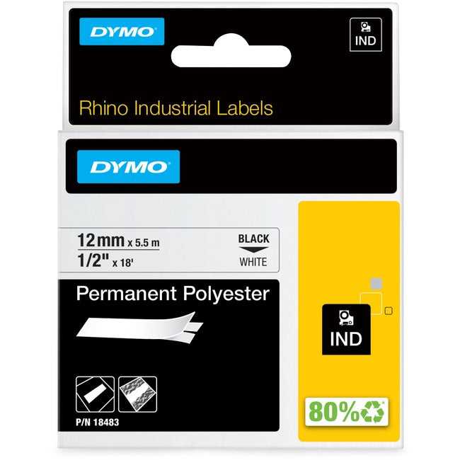 DYMO, Dymo Rhino 1/2In X 18Ft, White Permanent Poly Labels