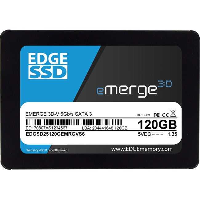 EDGE MEMORY, Edge Emerge 3D-V 120 Gb Solid State Drive - 2.5" Internal - Sata (Sata/600) - Taa Compliant