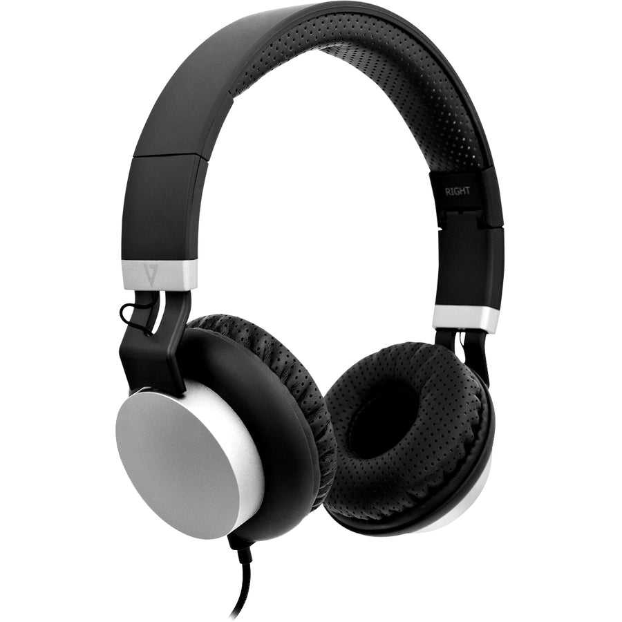 V7, V7 Lightweight On-Ear Headphones - Black/Silver